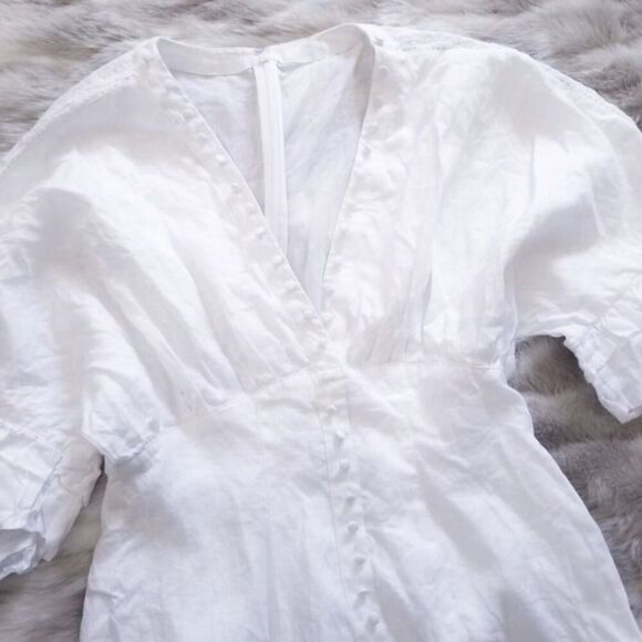 NWT Anthropologie Joslin Linen Taylor Mini Dress White Quiet Luxury Boho Resort - Picture 5 of 12